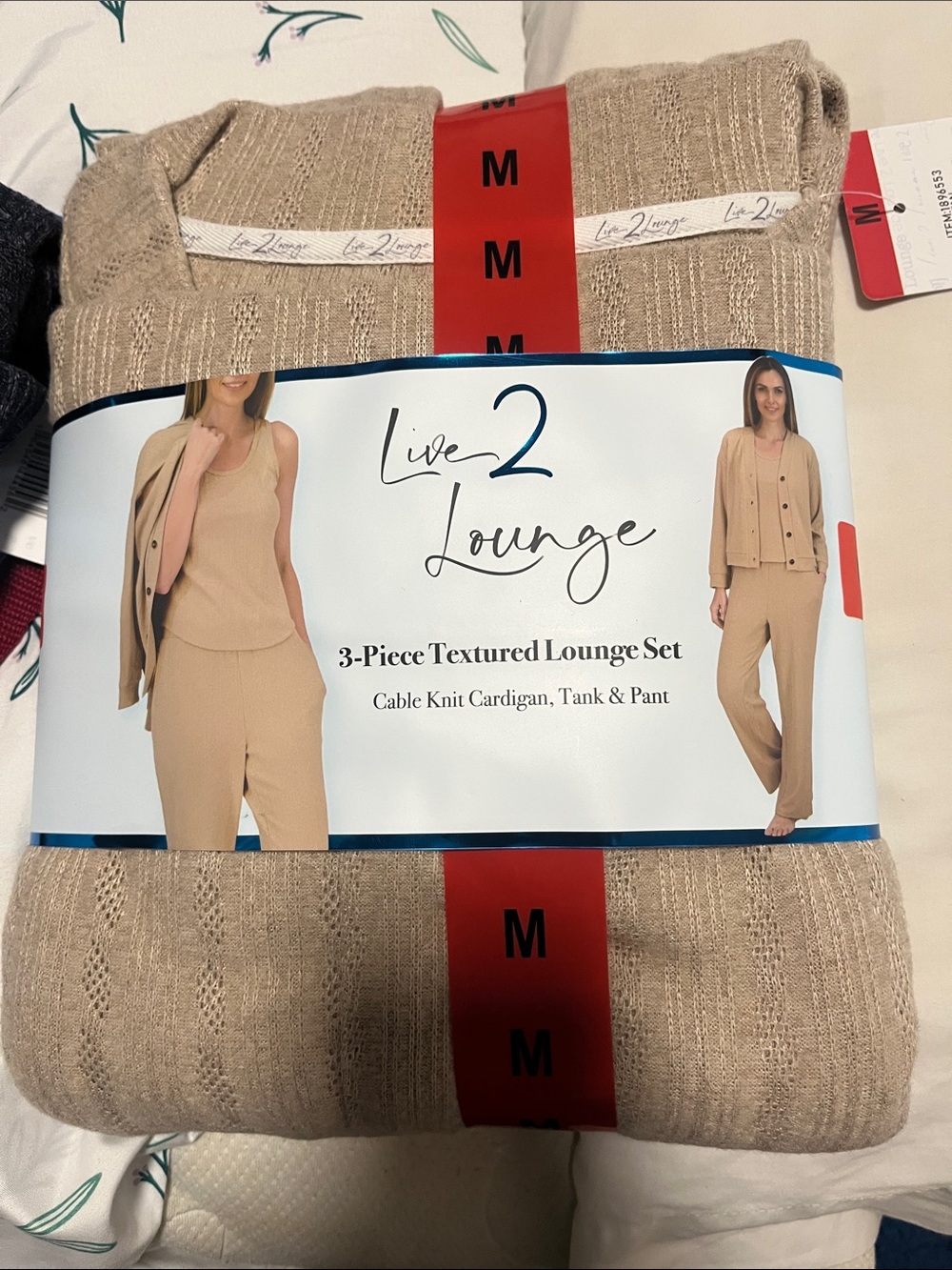 Live 2 Lounge Women's 3-Piece Textured Knit Set - Beige